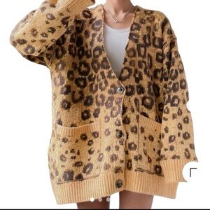 New Free People State Side Leopard Cardigan